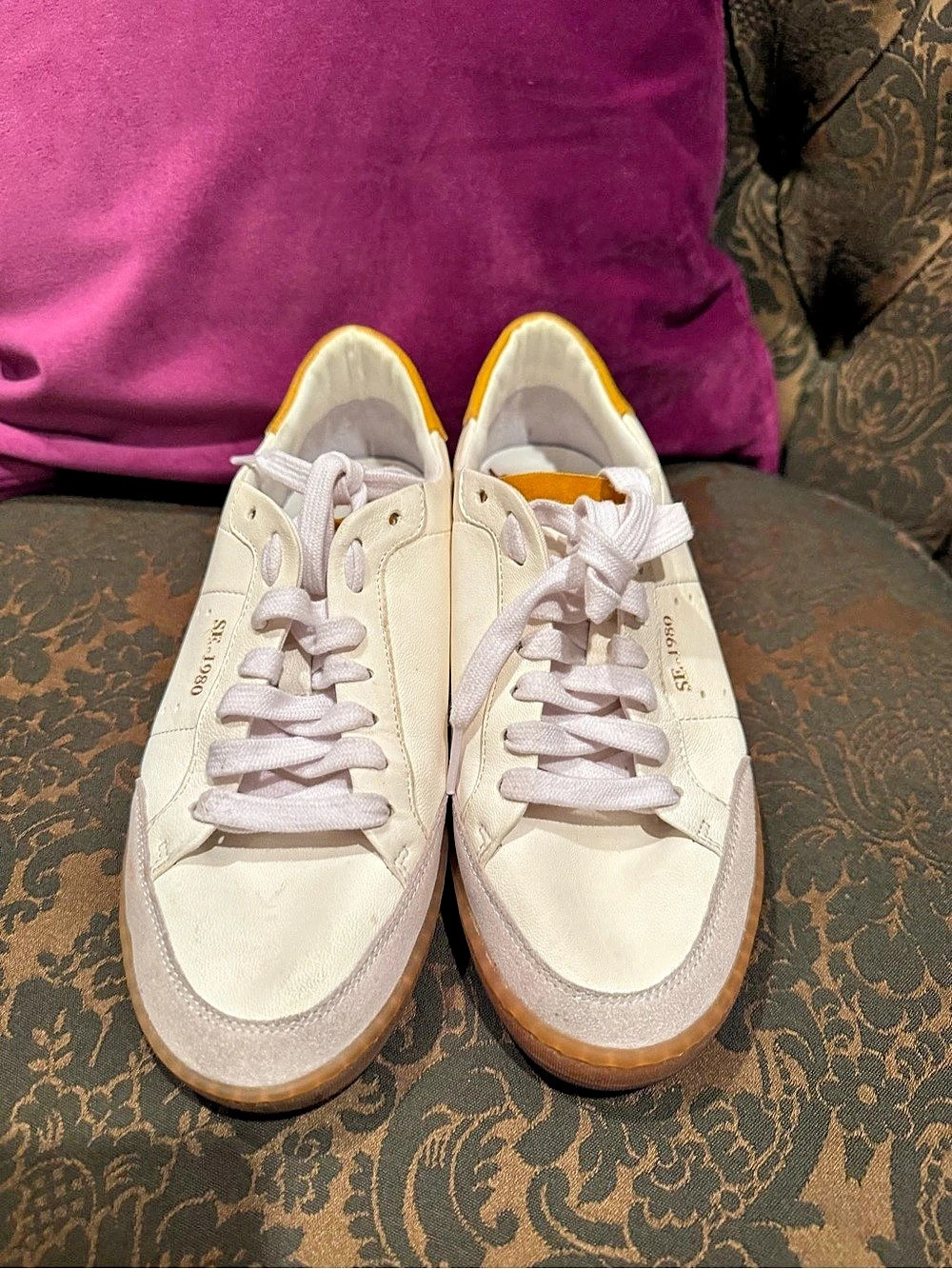 Sam Edelman Jayme White & Yellow Sneakers